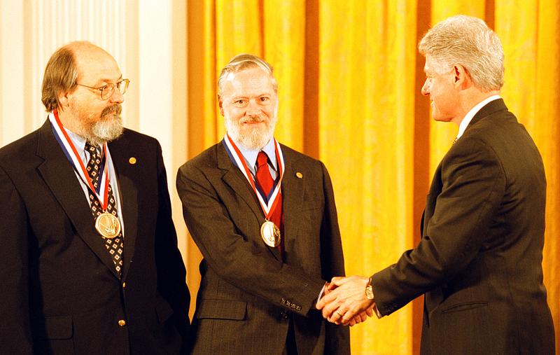 Ken Thompson Dennis Ritchie and Bill Clinton