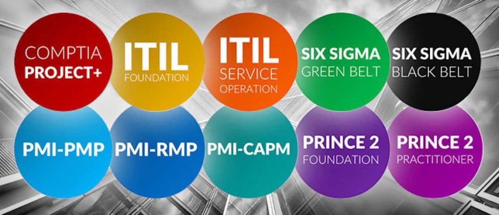 Project management certifications: Comptia, ITIL, Six Sigma, PMI, Prince 2